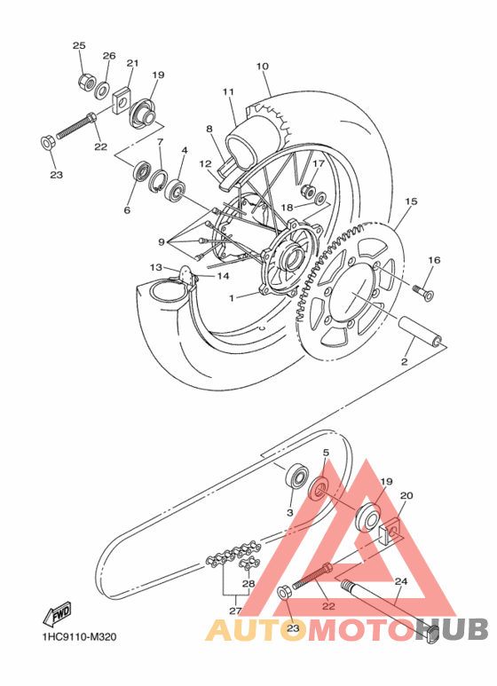 Rear wheel complete assy
