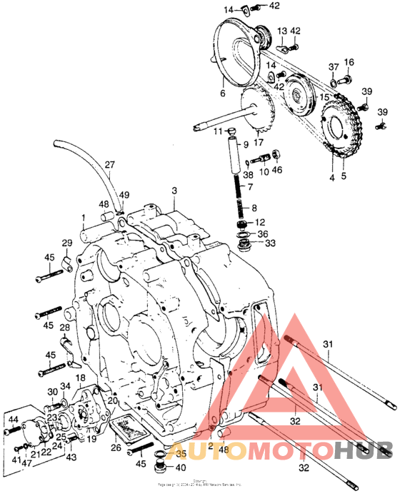 Crankcase + cam chain tensioner
