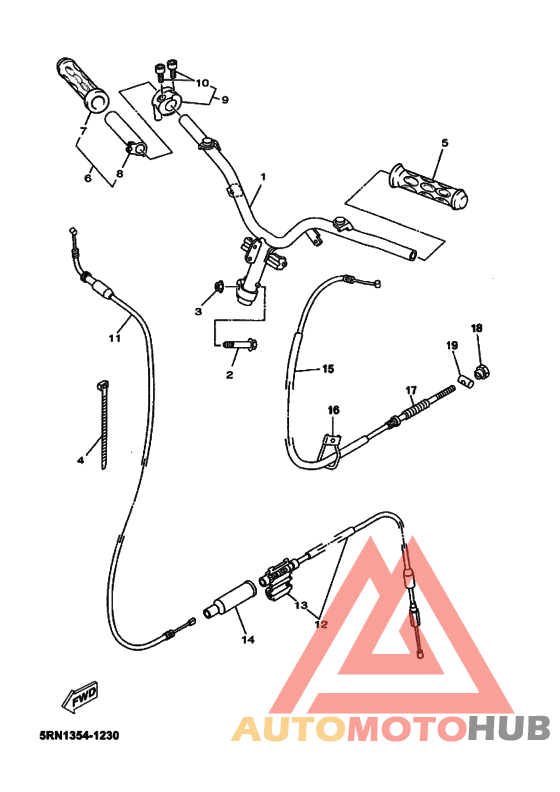 Рулевой рычаг и кабель