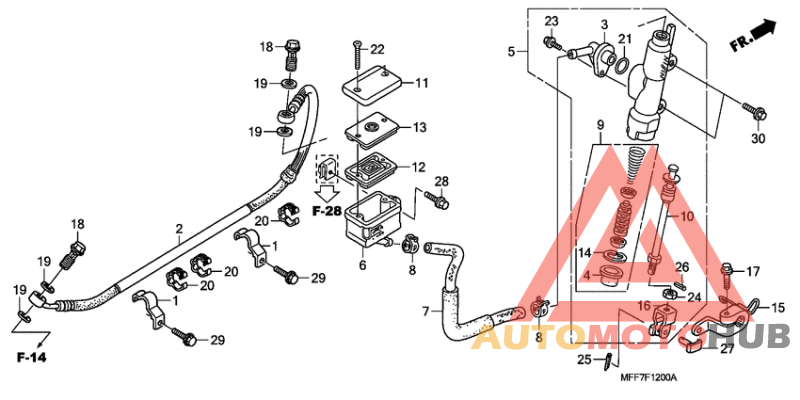 Rr. brake master cylinder