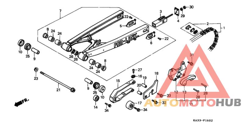 Rear fork/drive chain