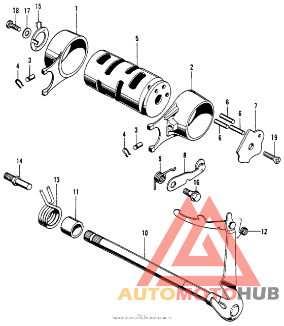 Shift drum + gearshift spindle