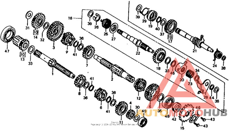 Transmission + kick starter spindle