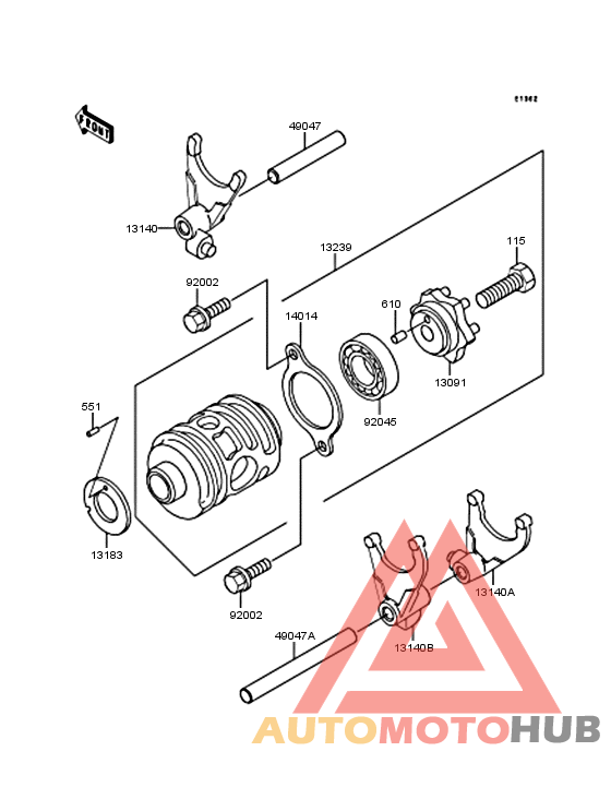 Gear change drum & forks