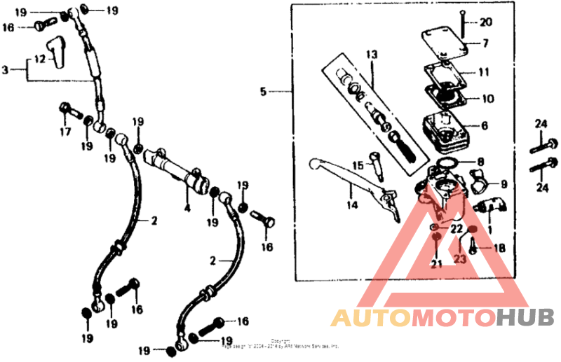 Front brake master cylinder 79-80