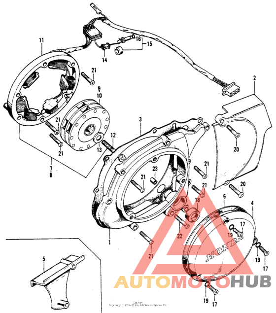 Left crankcase cover + alternator