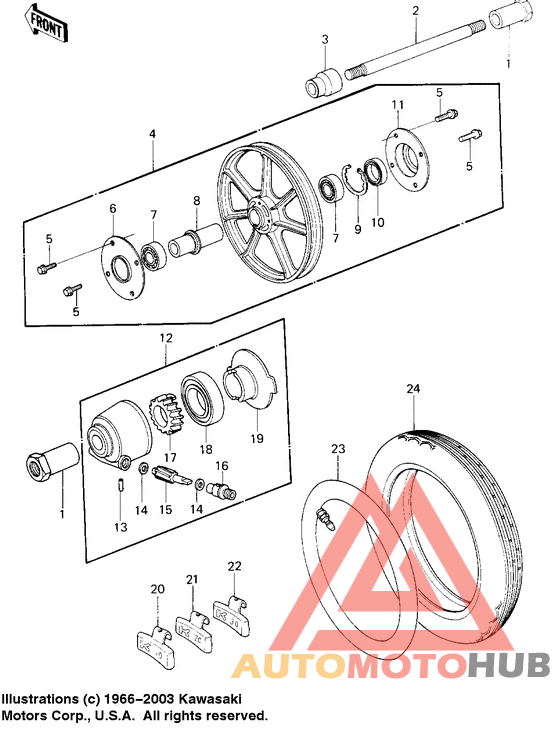 Front wheel/tire/hub