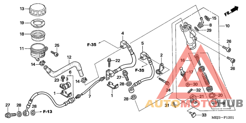 Rr. brake master cylinder