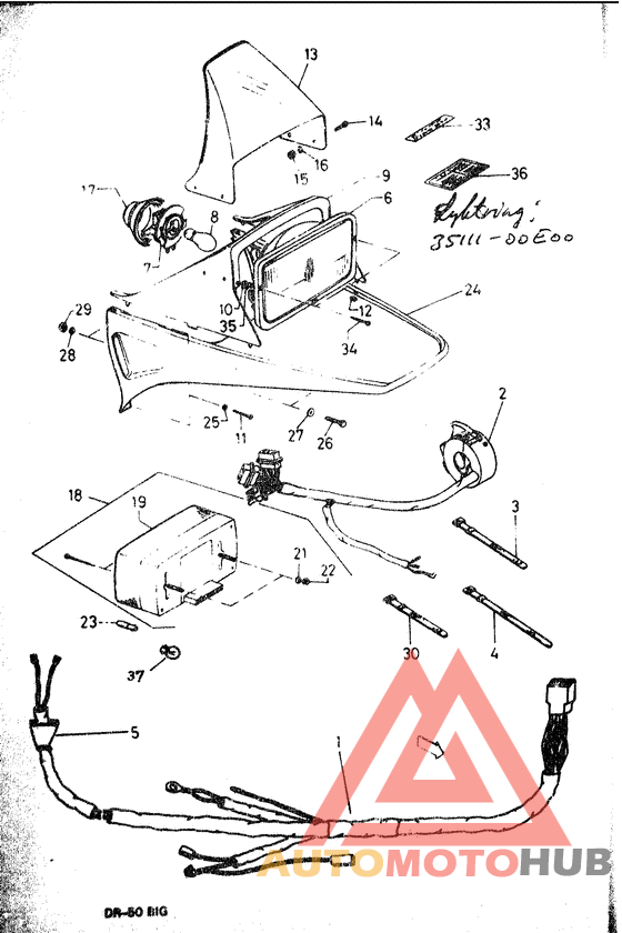 Headlamps, wiring harness and headlamp housing