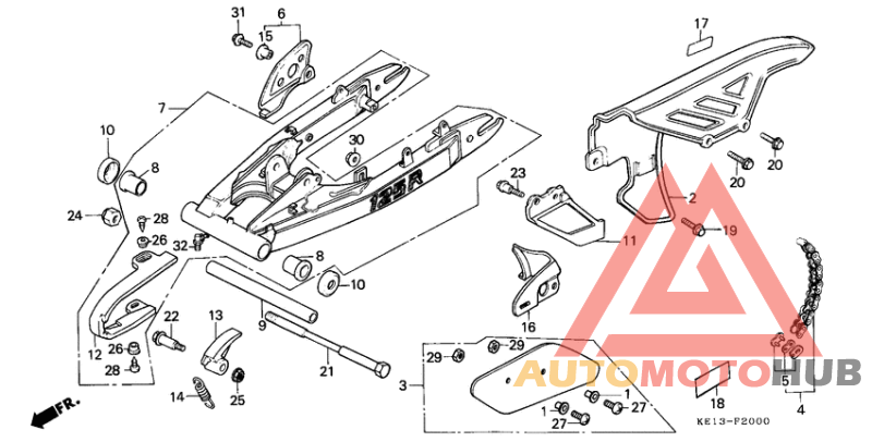 Rear fork/chain case
