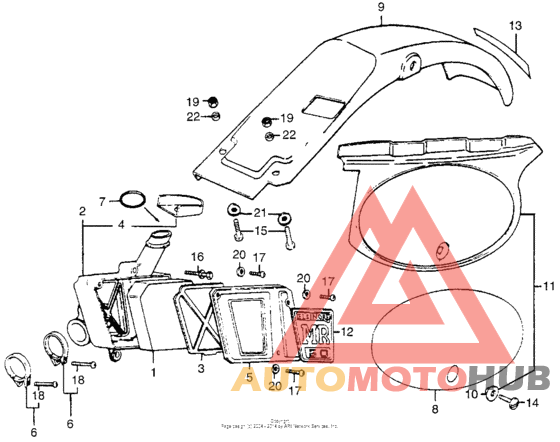 Rear fender + air cleaner + side cover