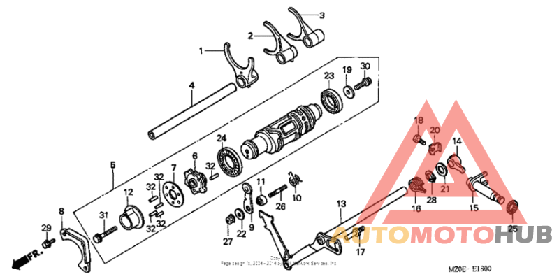 Shift drum + shift fork