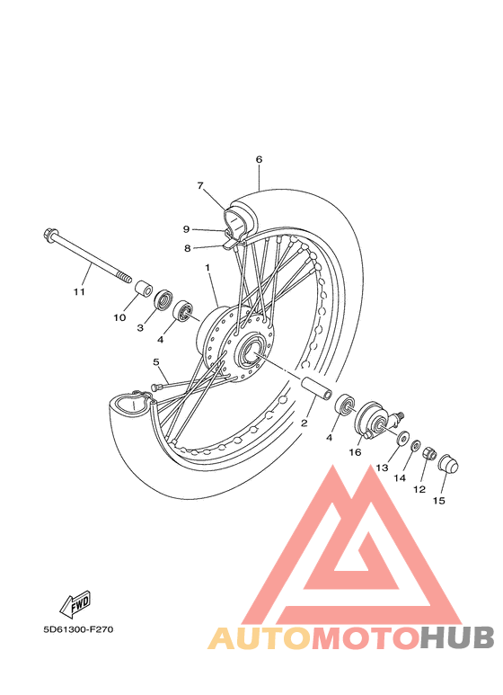 Front wheel for spoke wheel