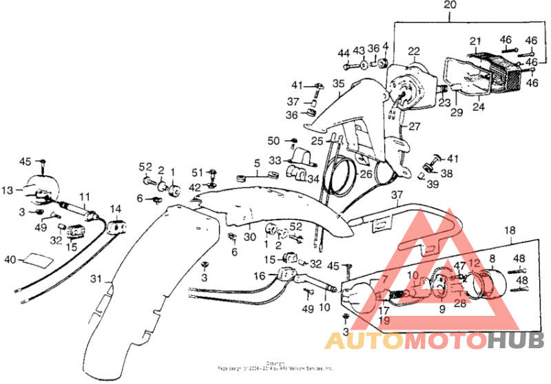 Rear fender + taillight + right rear turn signal