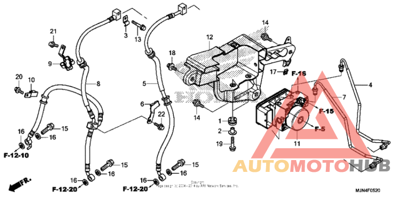 Abs modulator + front brake hose
