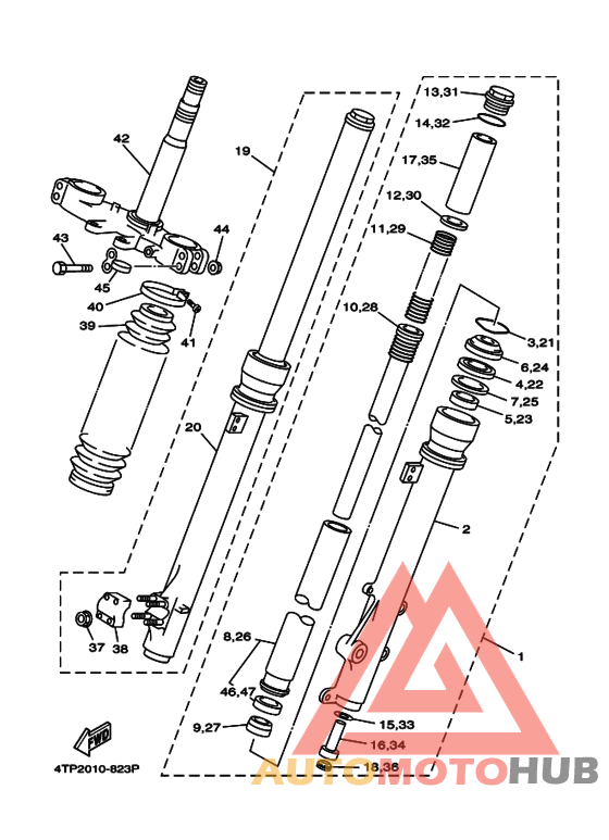 Front fork assy(ur silv