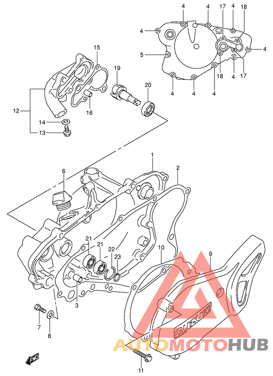Crankcase cover- water pump