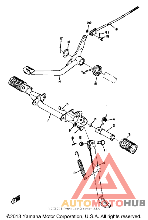 Stand footrest brake pedal
