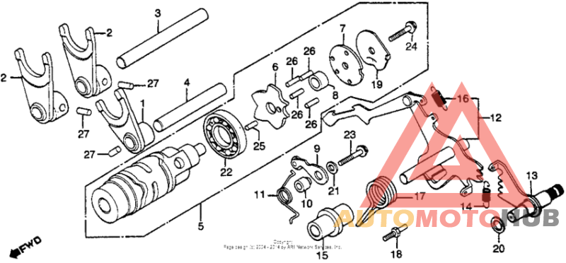 Shift drum + shift fork