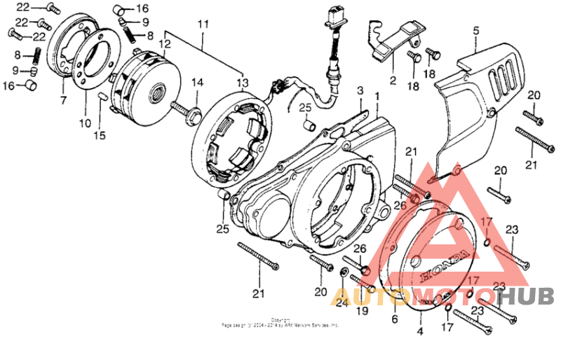 Left crankcase cover + alternator