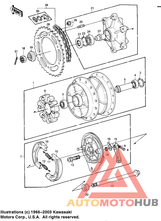 Rear hub/brake/chain