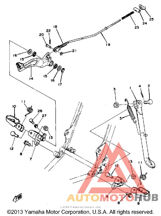 Stand-footrest-brake pedal