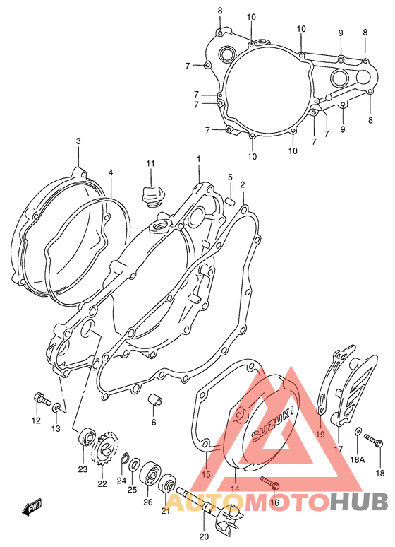 Crankcase cover- water pump