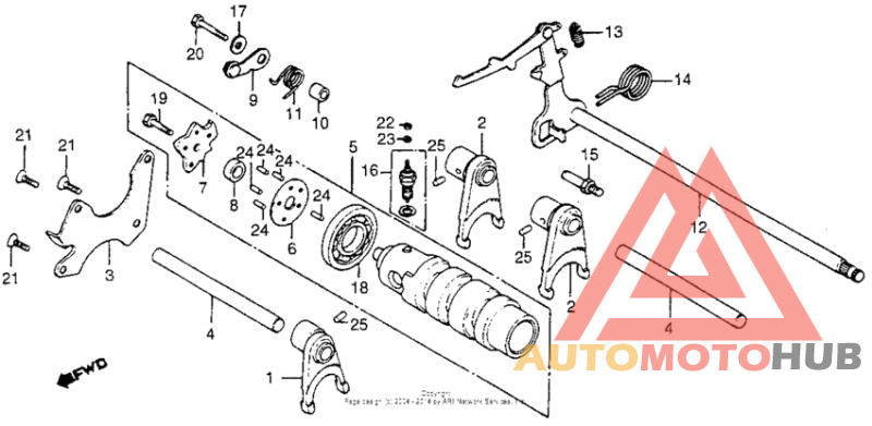 Cm400c/tgearshift drum + gearshift arm
