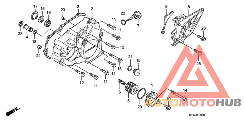 L. crankcase cover