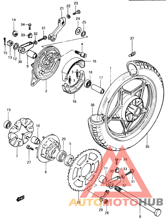 Rear wheel complete assy