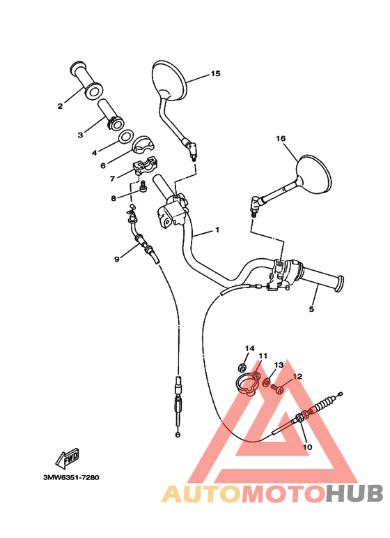 Рулевой рычаг и кабель
