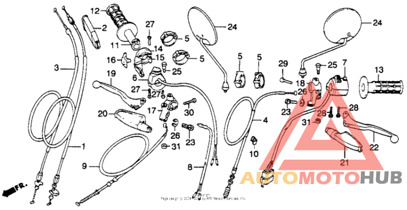 Control levers + switches + cables 82-83