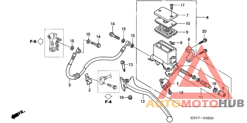 Rr. brake master cylinder