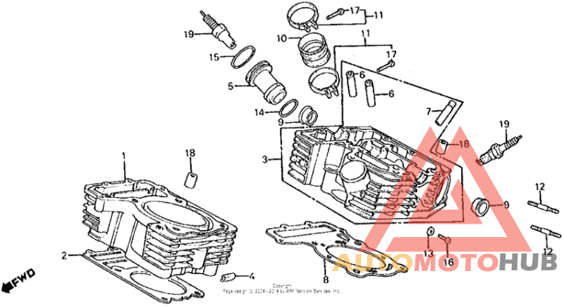 Cylinder + rear cylinder head
