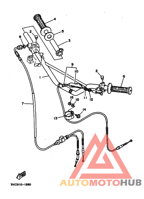 Рулевой рычаг и кабель