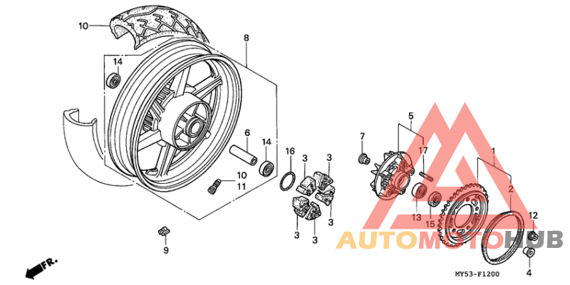 Rear wheel complete assy