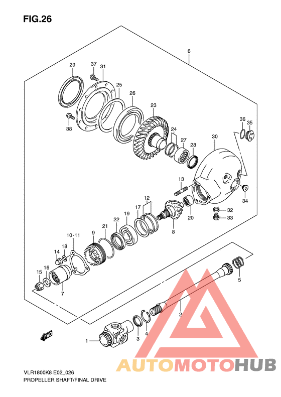 Propeller shaft/final drive gear