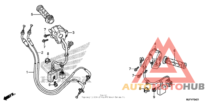 Handle lever + switch + cable (2)