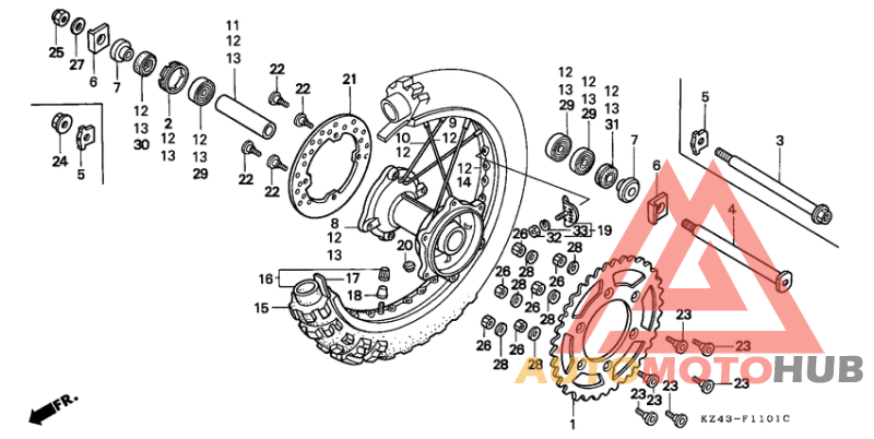 Rear wheel complete assy