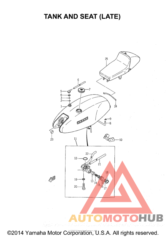 Fuel tank and seat late
