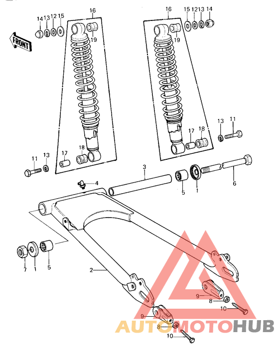 Swing arm/shock absorbers