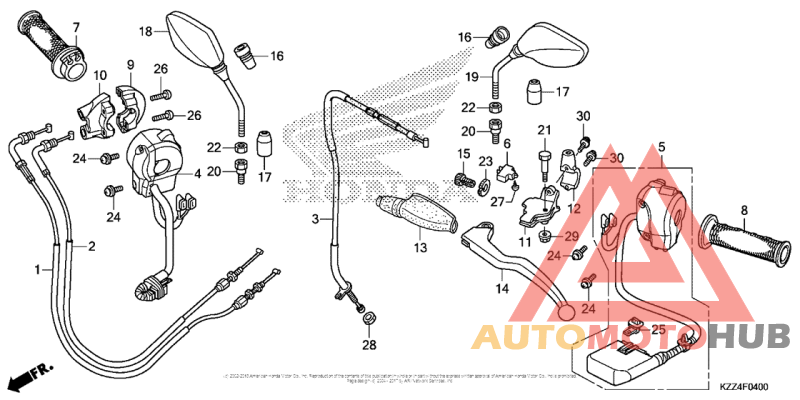 Handle Lever + Switch + Cable + Mirror