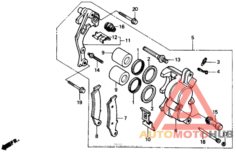 Fr. brake caliper 87-89
