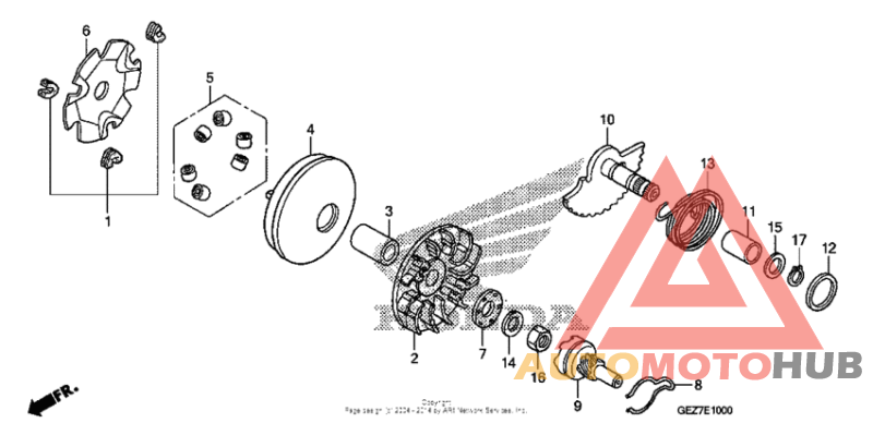 Drive face + kick starter spindle