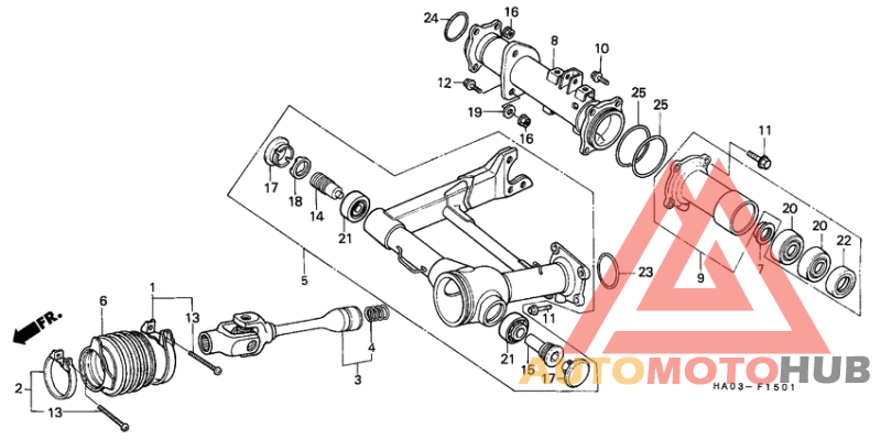 Rear fork/propeller shaft