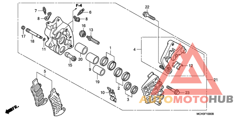 R. front brake caliper