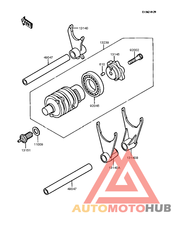 Gear change drum & forks