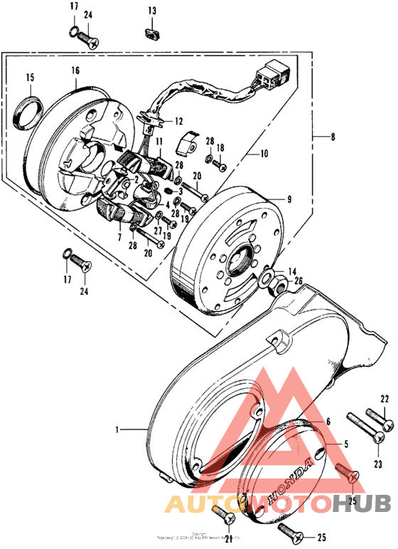 Left crankcase cover + alternator