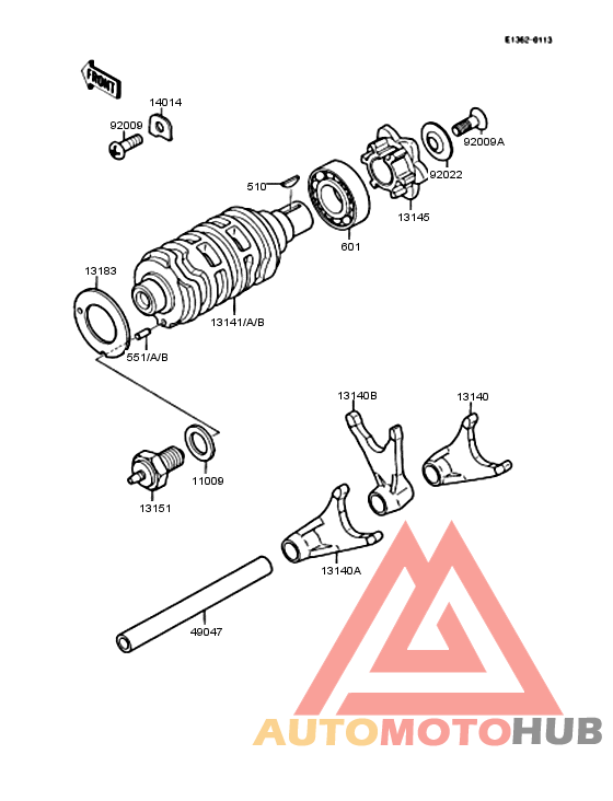 Gear change drum & forks