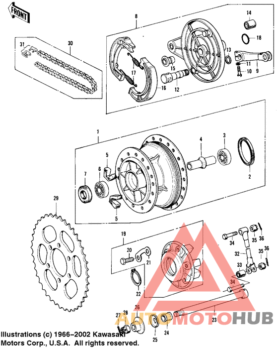 Rear hub/brake/chain